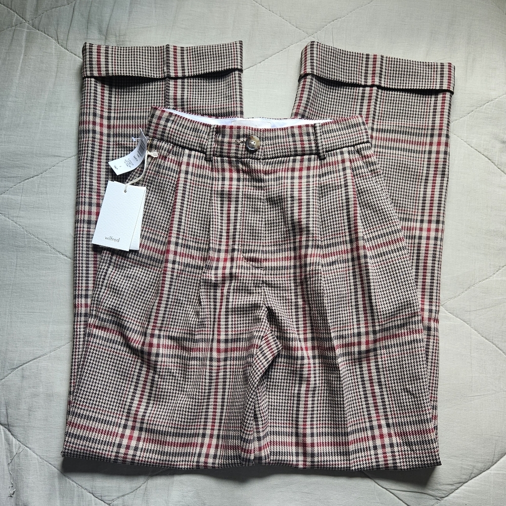 OLD - WILFRED Davita Check Pant Pleated Trouser Wool Blend Size 0 Aritzia NWT - Picture 5 of 12
